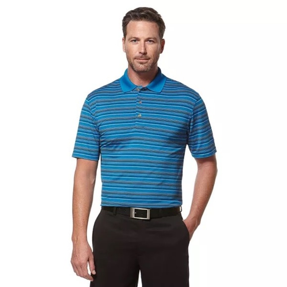 Men's Grand Slam Airflow Classic-Fit Striped Performance Golf Polo Size Large - Picture 1 of 6